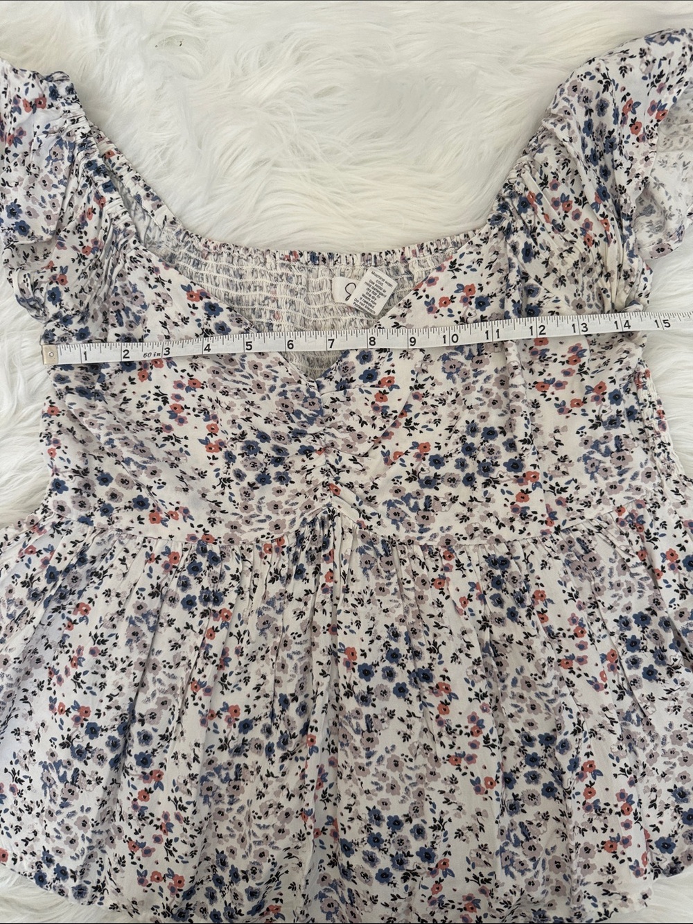 Japna Floral Peplum Blouse Women’s Size Small 100% Viscose Boho Top - Picture 3 of 6